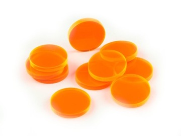 Жетоны круглые, оргстекло, FLUO, оранжевый (10)