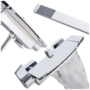 Настенный смеситель для ванны и душа с водопадным душем Silver Chrome Ari