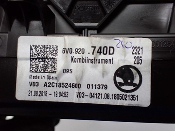 фото thumb №8, Спідометр  прилади європа 6v0920740d рестайлінг skoda fabia iii 6v 1.0 tsi 18r