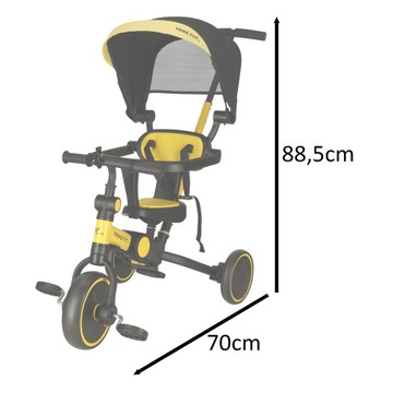 Трехколесный велосипед TRIKE FIX V4, желто-черный, с козырьком