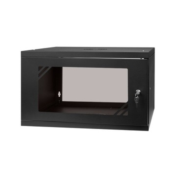 Шкаф RACK 19'' 6U 600х450мм ЧЕРНЫЙ Стеклянная дверь