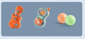 Интерактивный образовательный толкатель для детей 3IN1 коричневый скутер