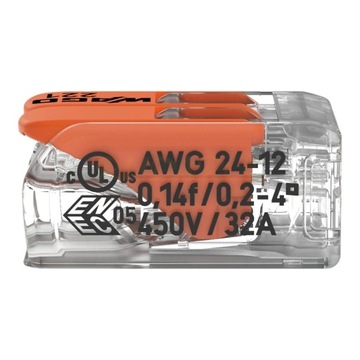 WAGO 221-412 Быстроразъёмный соединитель 2х0,2-4мм2 куб 1 шт.
