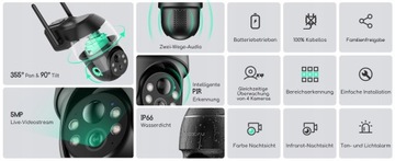 Уличная Wi-Fi камера 5 Мп UHD, батарейки