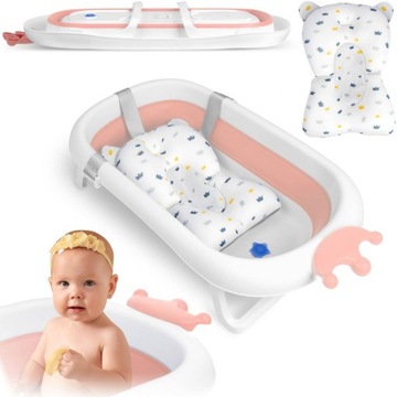 Детская ванночка с подушкой RK-280 бело-розовая Ricokids