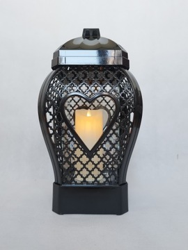 свеча-фонарь Glamour Heart Openwork черная 29 см