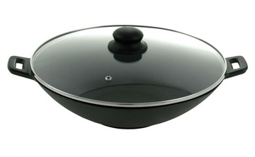 WOK PATELNIA ŻELIWNA 31cm Pokrywą INDUKCJA GAZ