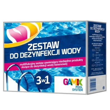 Zestaw 3w1 do Dezynfekcji Wody Basenu Chlor Szok Multi Tabletki Alga GAMIX3