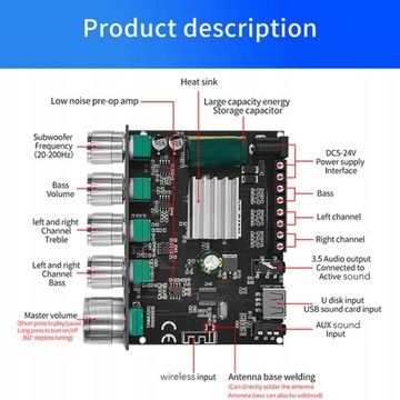 ПЛАТА УСИЛИТЕЛЯ BLUETOOTH 2.1 КАНАЛА 50 Вт