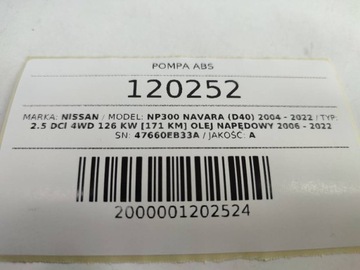 фото thumb №8, Насос тормозная abs nissan navara iii d40 2.5 dci 47660eb33a