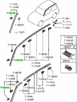 фото thumb №6, Кліпса кріплення планки даховий mitsubishi pajero оригінальний номер mb683429