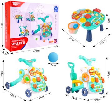 PUSH RIDE, ИНТЕРАКТИВНЫЕ ПРОГУЛКИ, САМОКАТ, СТОЛ 5-В-1 ДЛЯ ДЕТЕЙ