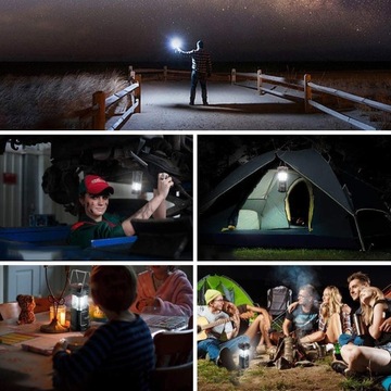 TURYSTYCZNA LAMPA LATARKA NASTAWNY LAMPKA LED KEMPINGOWA SURVIVAL 4 TRYBY