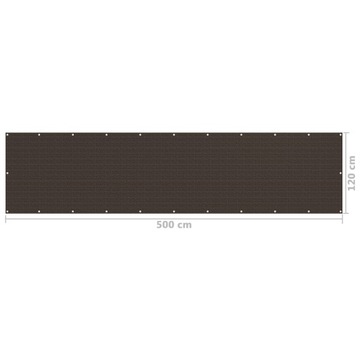PARAWAN BALKONOWY BRĄZOWY 120X500CM HDPE