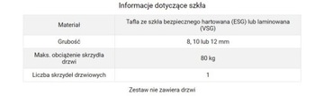 G80 System do drzwi przesuwnych szklanych. 290 cm
