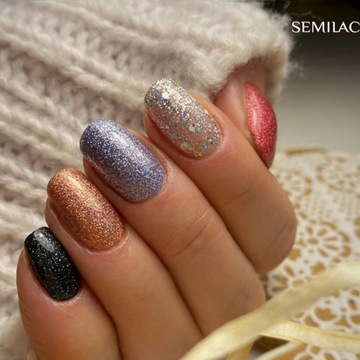 SEMILAC 458 Гибридный лак для ногтей Sparkling Rose 7 мл Розовый с эффектом вспышки