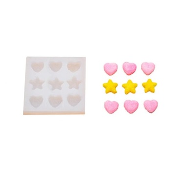 Силиконовая форма для свечей воск мыло смола пластырь MINI HEARTS STARS 3D