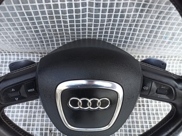фото thumb №8, Audi a8 s8 4e0 d3 руль 3 спицевая кожа подушка безопасности s8 лепестки хром