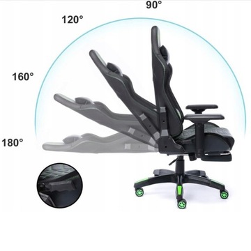 FOTEL GAMINGOWY DLA GRACZA OBROTOWY PODNÓŻEK PODUSZKI RGB LED + PILOT