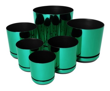 12 Цветочный горшок DUO GREEN, блестящее ЗОЛОТОЕ основание.