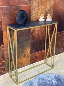 Золотая консоль для туалетного столика, стиль GLAMOUR LOFT, 80Х25Х90