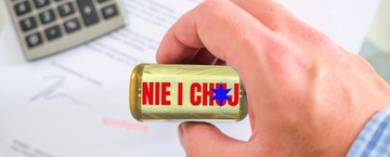 PIECZĄTKA ŻÓŁTA AUTOMATYCZNA NAPIS NIE I CH*J GADŻET ŚMIESZNA