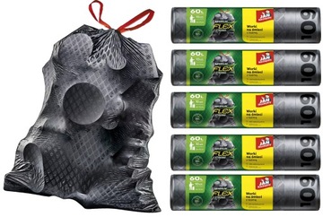 Гибкие мешки для мусора Flex&Strong Jan Niezbędny 63x72см 60л 5x10 шт.