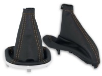 фото thumb №1, Alfa romeo 147 fl 2004-2010 комплект чохли важеля czarna шкіра нитки бежеві