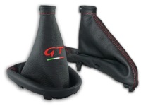 фото thumb №1, Alfa romeo gt 2003-2010 комплект чехлы рычага czarna кожа вышивка красный флаг