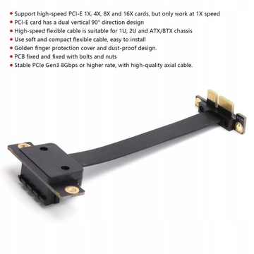 УДЛИНИТЕЛЬНЫЙ КАБЕЛЬ PCIE 1X ДВОЙНАЯ ВЕРТИКАЛЬНАЯ ЛИНИЯ