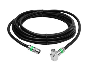 Gotowy kabel antenowy Wtyk TV kątowy i Gniazdo Antenowe 3m czarny PREMIUM