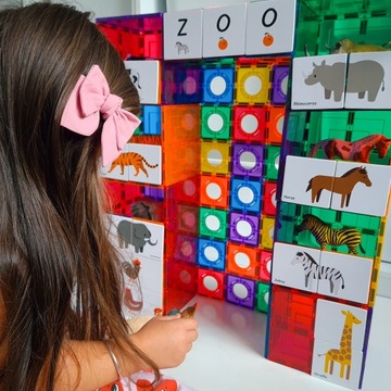 Nakładki na klocki magnetyczne puzzle 40 el. Duo Animal Puzzle Pack