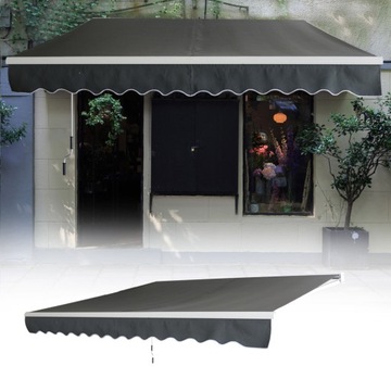 Маркиза для террасы Aufun Balcony с ручкой. 360x300 см, темно-серый