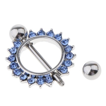 2 szt. Zawieszka na sutki Mamilo Pierścionki Piercing 4 Style Kwiat Niebieski Rhinestone