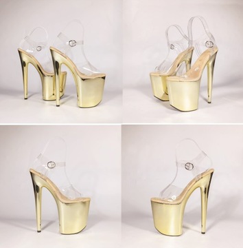 ЖЕНСКИЕ ТУФЛИ НА ПЛАТФОРМЕ ЗОЛОТЫЕ СЕКСУАЛЬНЫЕ КАБЛУКИ SexyHeels 20 СМ, размер 37