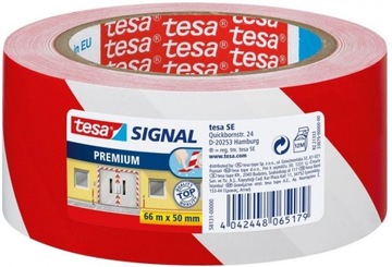Taśma ostrzegawcza tesa premium biało czerw 66m x6