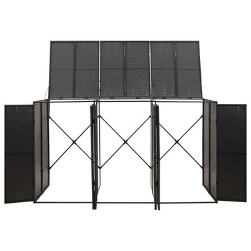 Чехол vidaXL на 3 мусорных бака, черный, 207x80x117 см, полиротанг 3198
