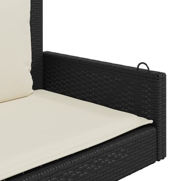 Скамейка-качалка с подушками, черная, 119x56x48 см, полиротанг