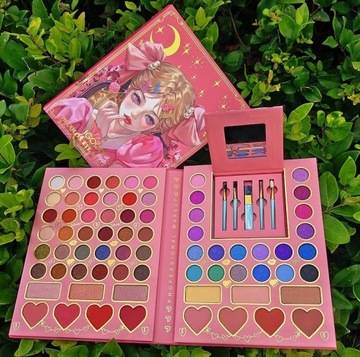 MEGA PALETKA CIENIE DO MAKIJAŻU BROKAT GLITTER 70 SZTUK BRONZERY BŁYSZCZYKI