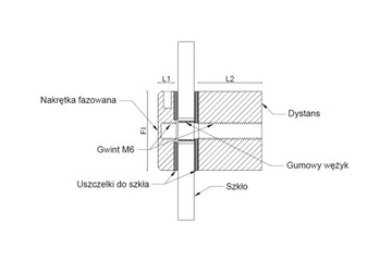 Rotula mosiężna Ф 20 mm z dystansem 20 mm