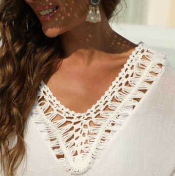 BEACH PAREO BEACH летнее платье BEACH BOHO туника с вышивкой БЕЛОЕ