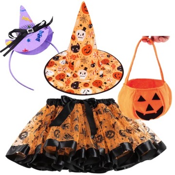 STRÓJ CZAROWNICA DYNIA WIEDŹMA HALLOWEEN ZESTAW