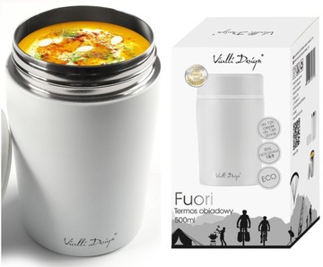 VIALLI ВАКУУМНЫЙ ТЕРМОС ДЛЯ ПИЩИ FUORI FOOD 0,5 л БЕЛАЯ СТАЛЬ