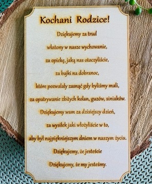 Tabliczka podziękowanie rodzice ślub wesele grawer