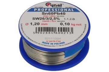 Катушка для пайки 100г 1,2мм с флюсом CYNEL Sn60Pb40/SW26