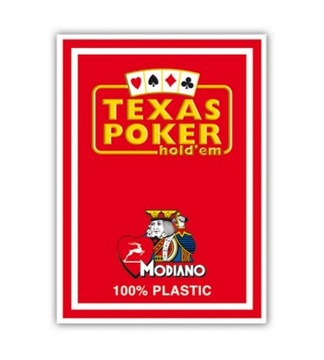 Карты Modiano Texas Jumbo, 100% пластик, красные