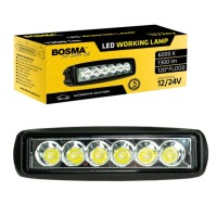 Купить Лампа рабочая противотуманная фара 6x led 12v-24v 18w 1300lm водонепроницаемый рассеивающая, фото thumb
