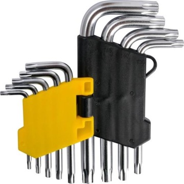 КЛЮЧИ TORX CRV T10-50 С ОТВЕРСТИЯМИ, НАБОР 9 шт.