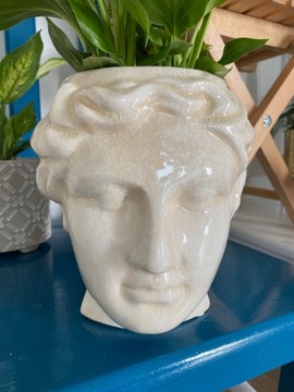 Osłonka GŁOWA doniczka ceramiczna kremowa! 127414