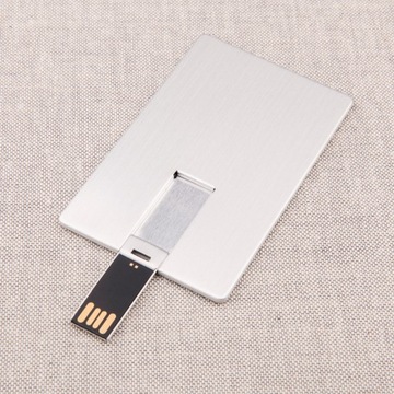 Metalowy Pendrive Karta 32 GB Srebrna + Pudełko + Grawer Twoje LOGO
